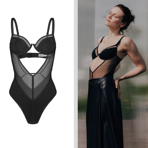 New! UNDRESS CODE Black Remember Me Thong Bodysuit 10863 - Picture 2 of 12